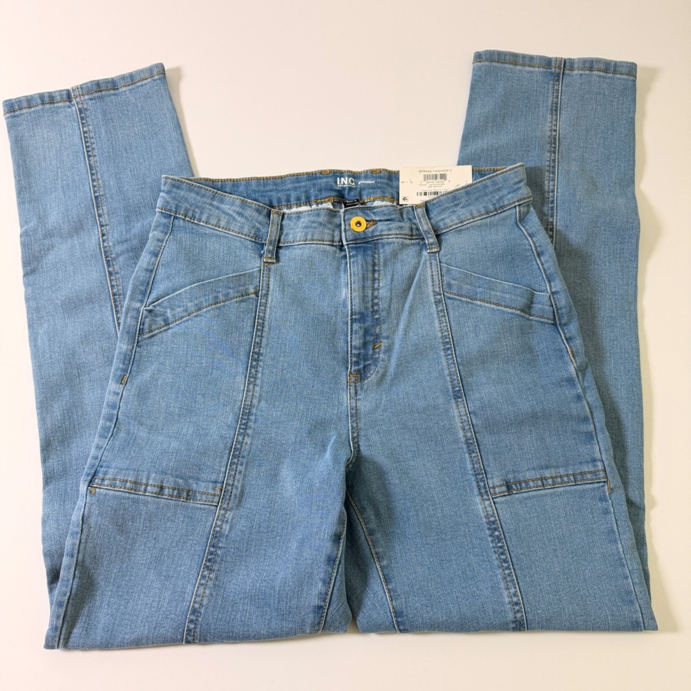 INC International Concepts Womens High Rise Straight Leg Seam Jeans Blue Size 8